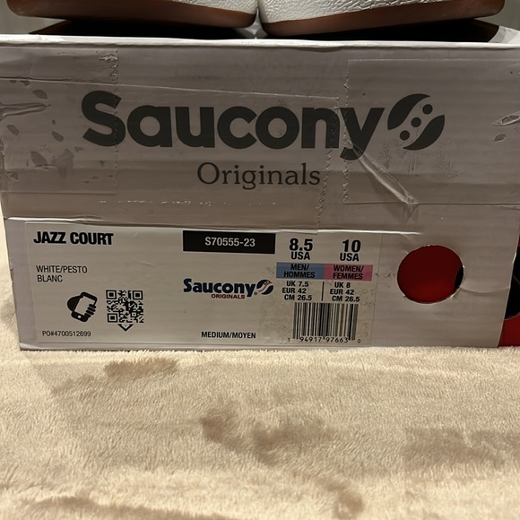Saucony Jazz Court White Black shoes S70555-5 Size 8.5 - Picture 3 of 8